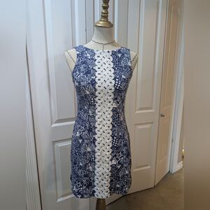 Lilly Pulitzer Navy and Cream Lace Midi Dress Preppy Vacation